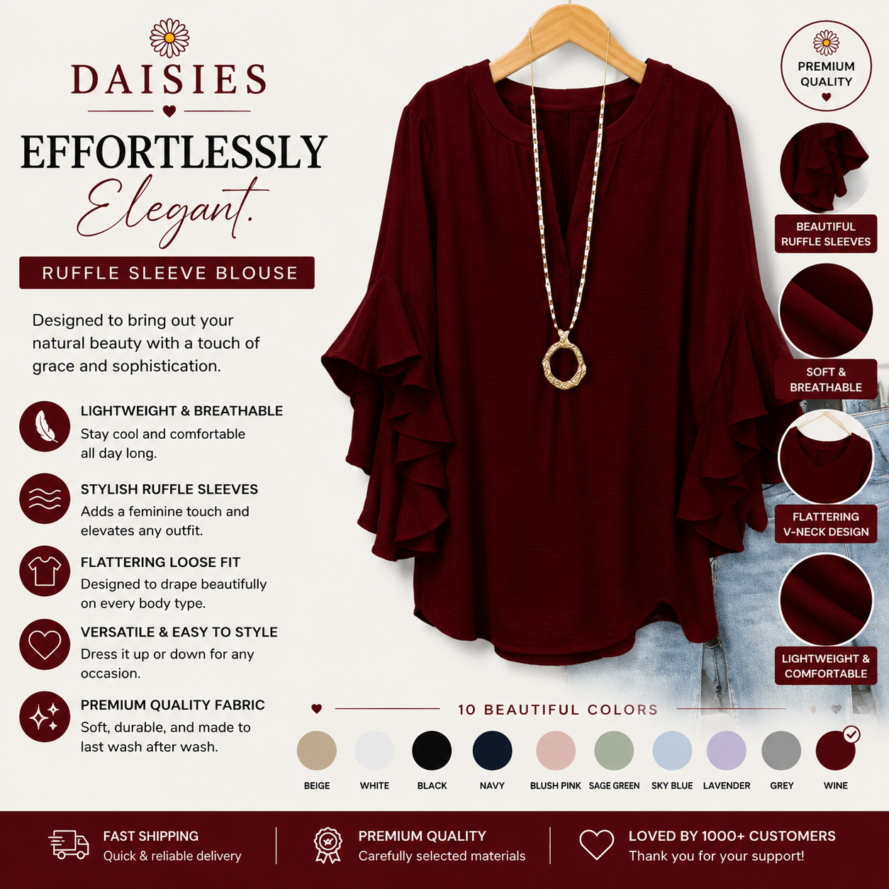 Tummy Control Ruffled Blouse