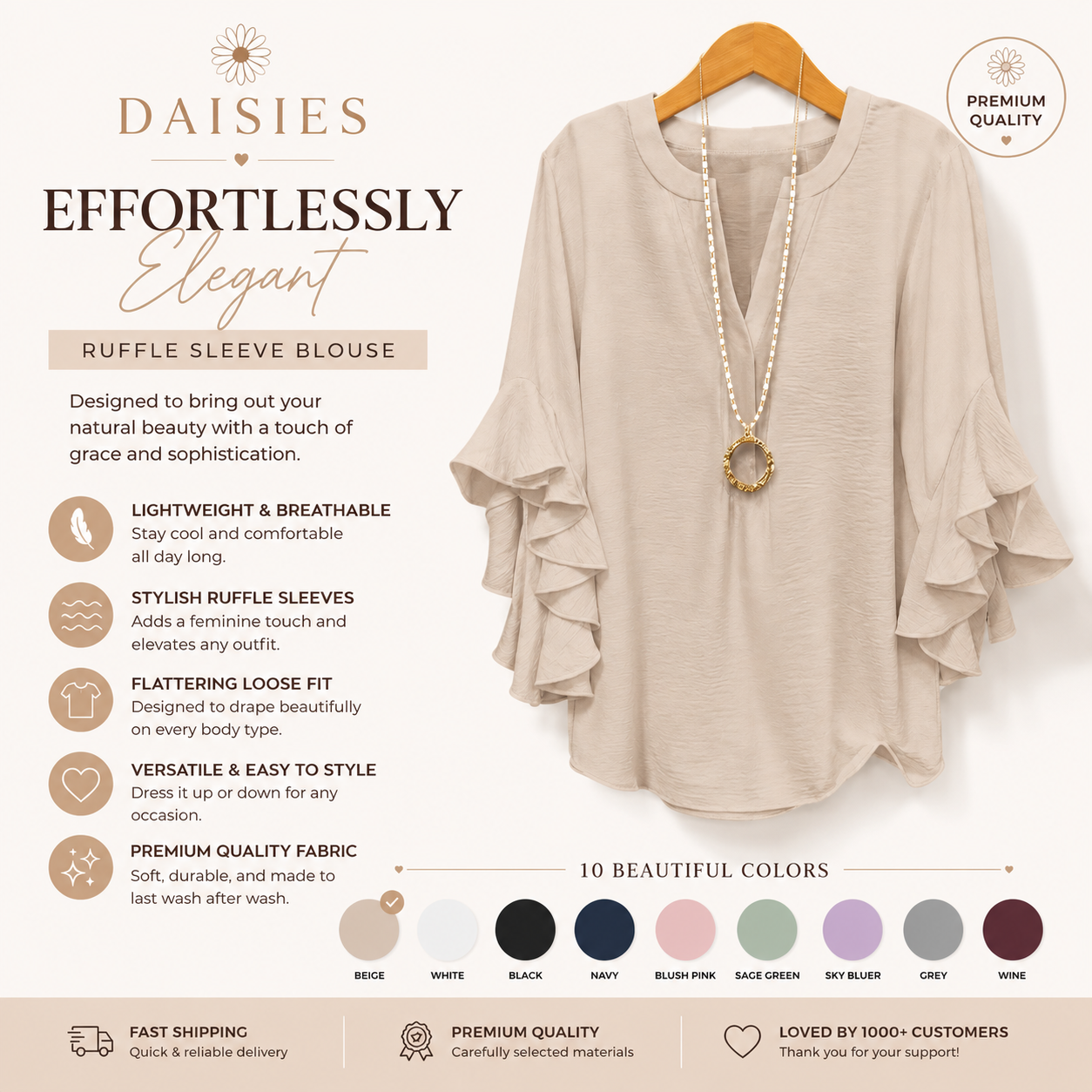Tummy Control Ruffled Blouse