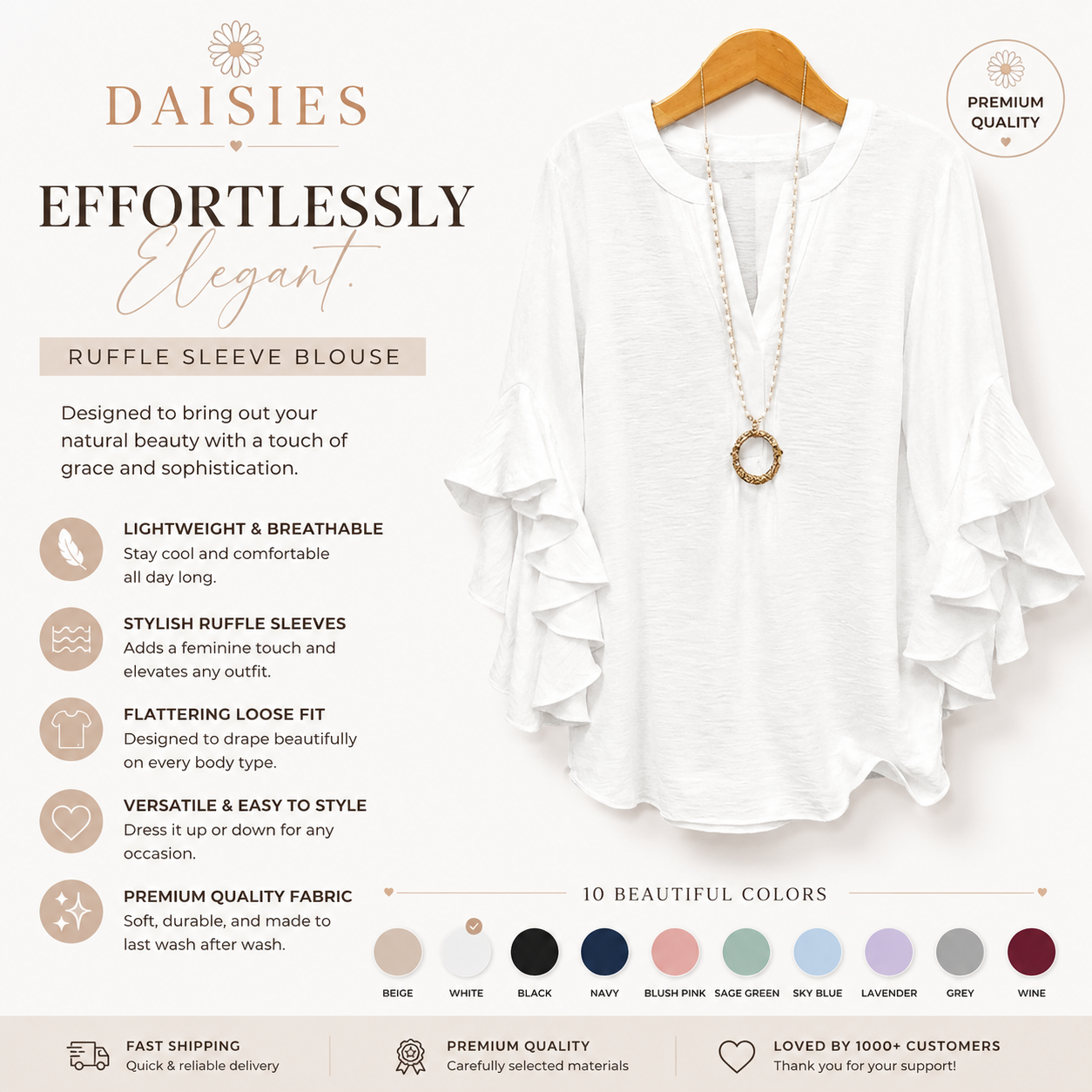 Tummy Control Ruffled Blouse