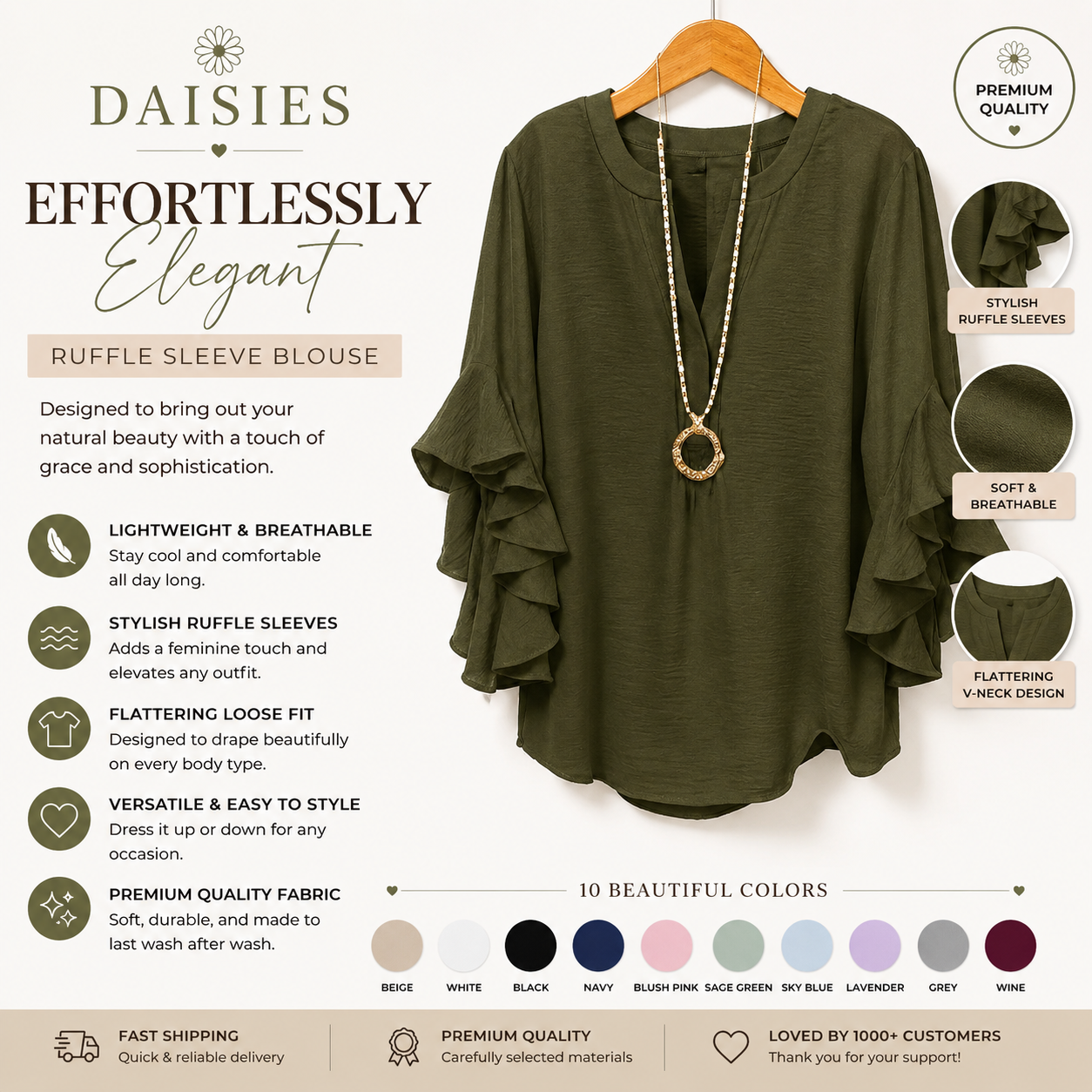 Tummy Control Ruffled Blouse