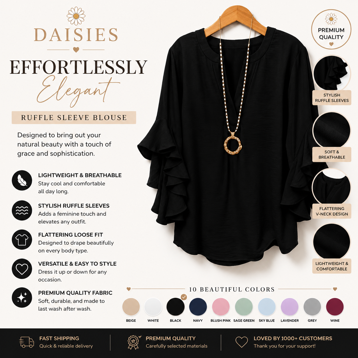Tummy Control Ruffled Blouse