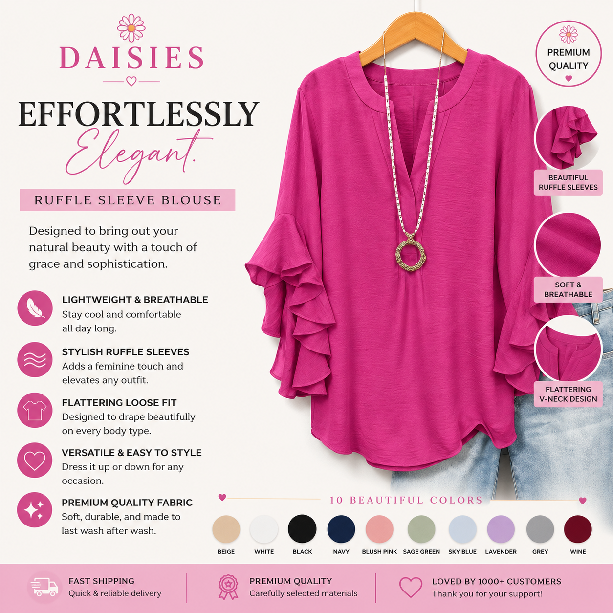 Tummy Control Ruffled Blouse