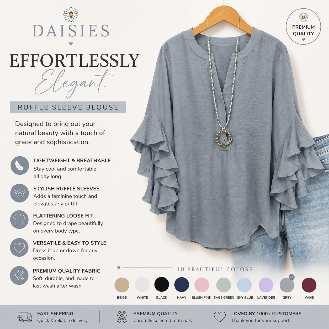 Tummy Control Ruffled Blouse
