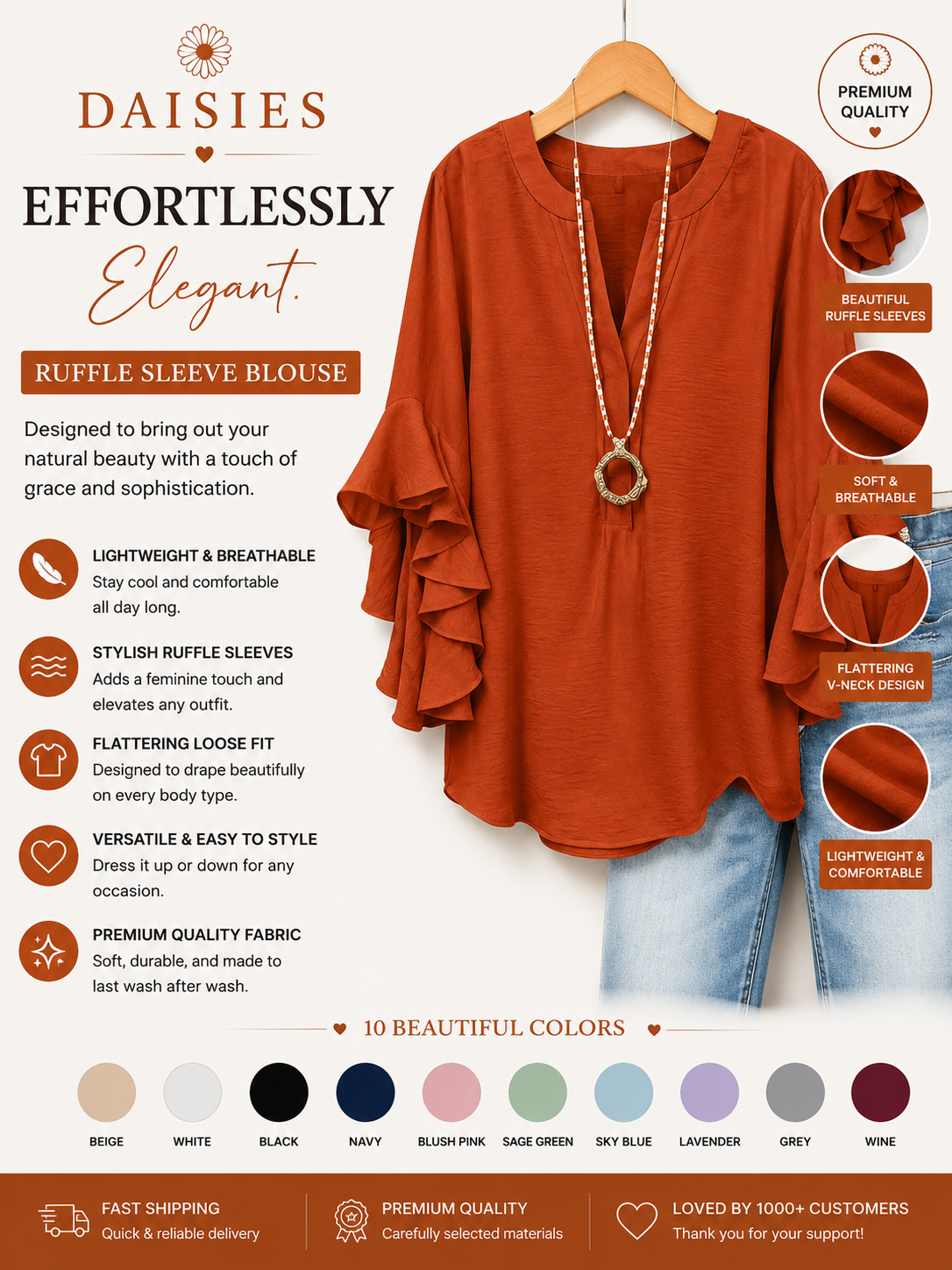 Tummy Control Ruffled Blouse